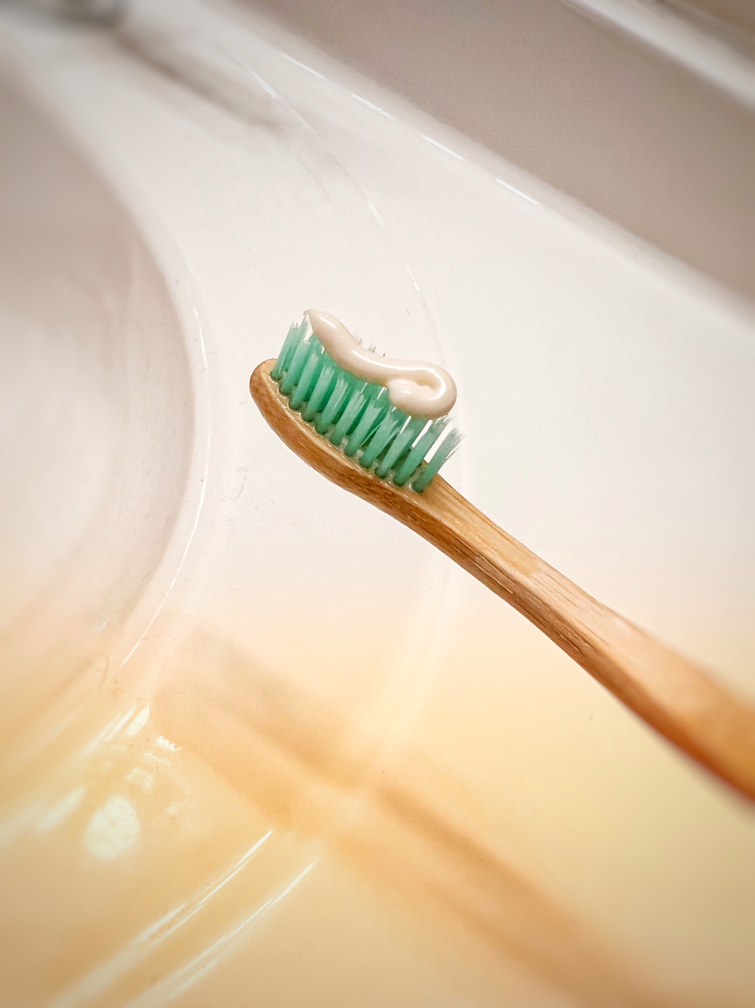 Bamboo toothbrush with vegan toothpaste