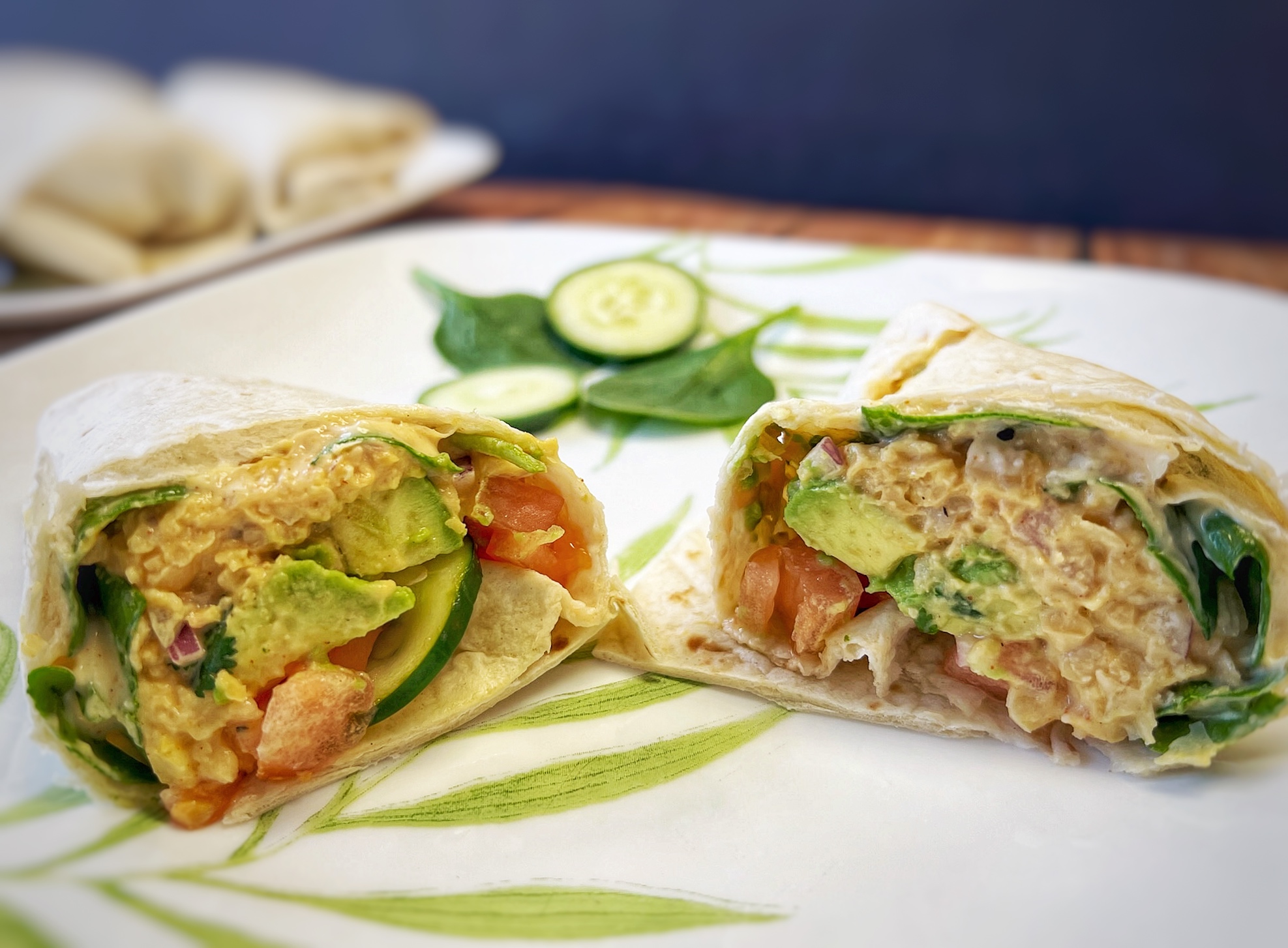 Chickpea tuna wraps plated