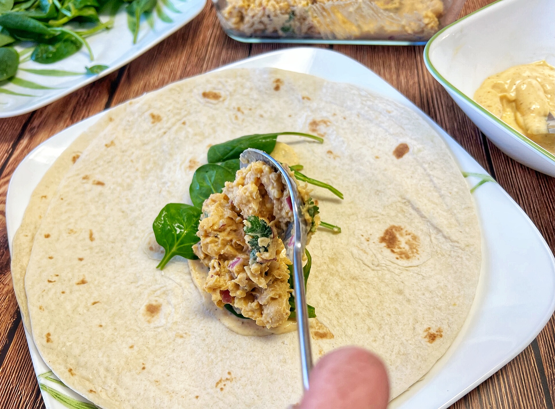 Chickpea tuna salad in wrap