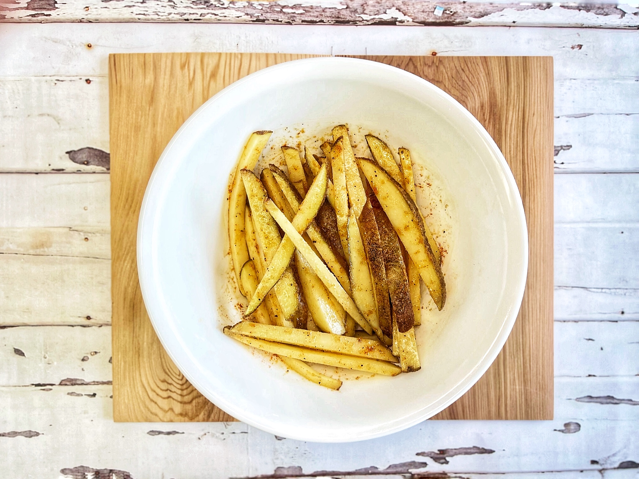 Cut French fries out of potato