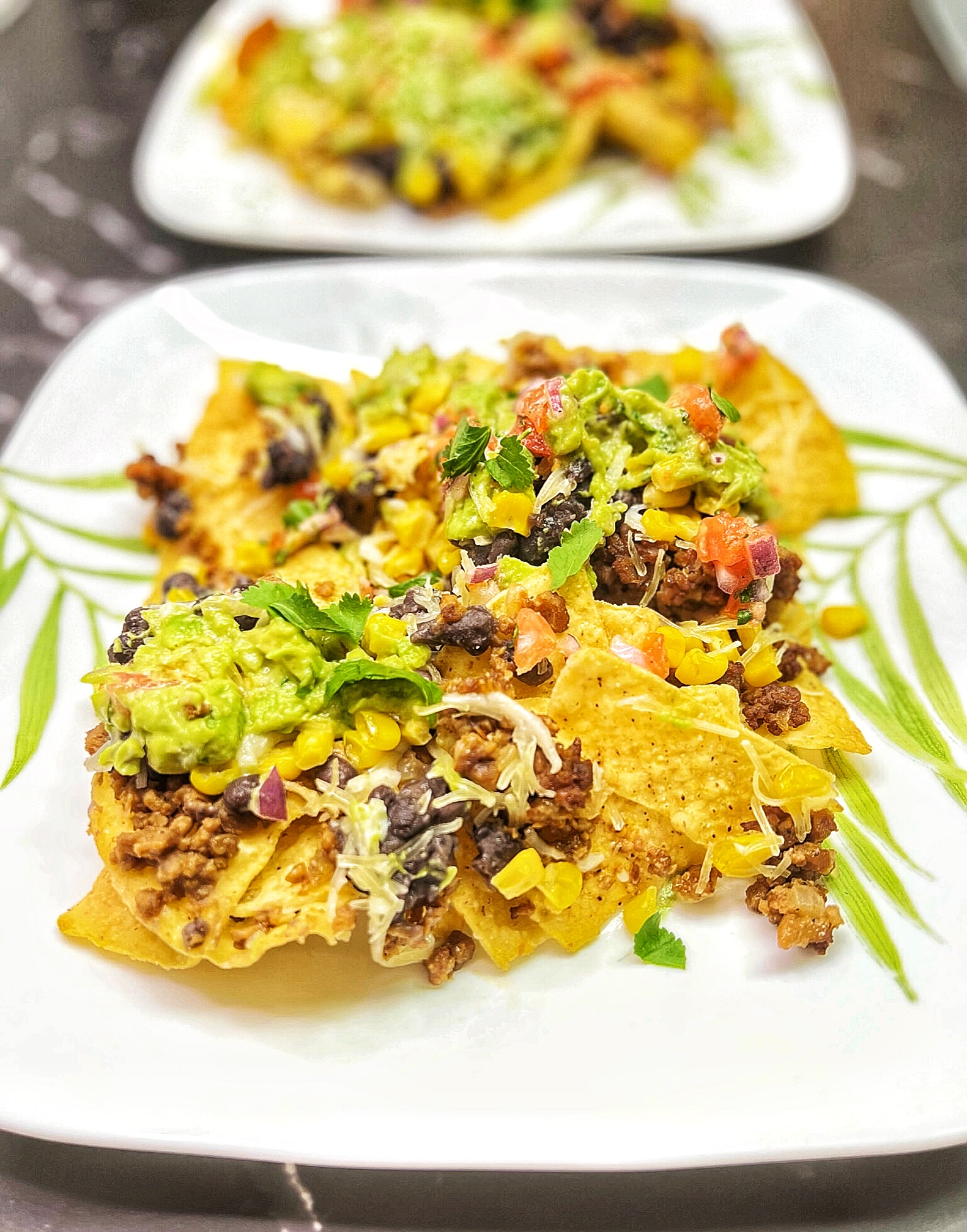 Vegan nachos served