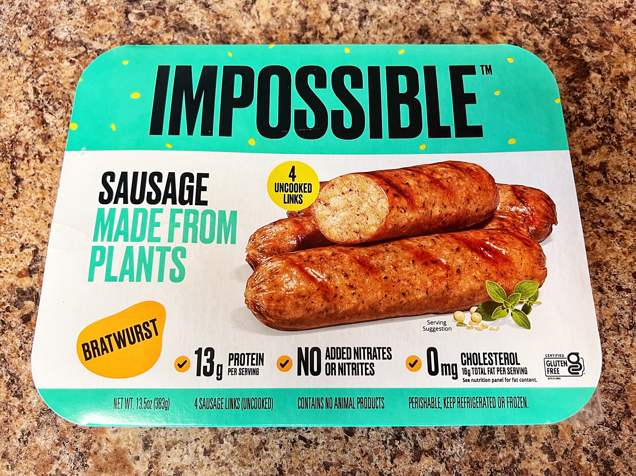 Impossible brand plant-based sausages